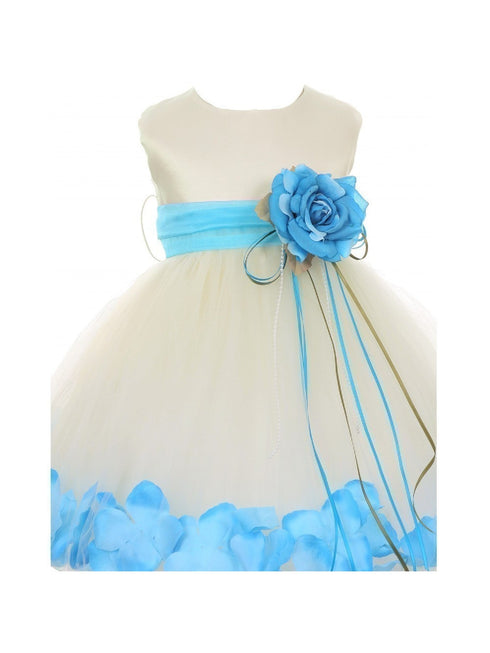 Baby Girls Ivory Multi Color Satin Floating Petals Sash Flower Girl Dress 6-24M - SophiasStyle.com
